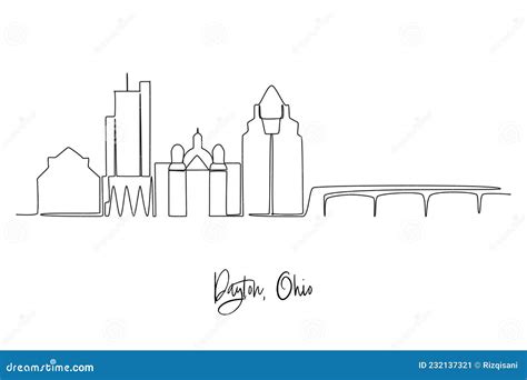 Dayton, Ohio Architecture Line Skyline Illustration. Linear Vector ...