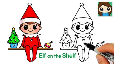 How to Draw the ELF on the SHELF Easy Cute Christmas Art