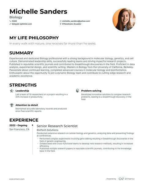 3 Successful Biology Resume Examples And Writing Tips for 2024