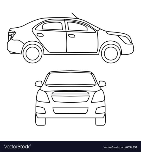 Drawing car side view Royalty Free Vector Image