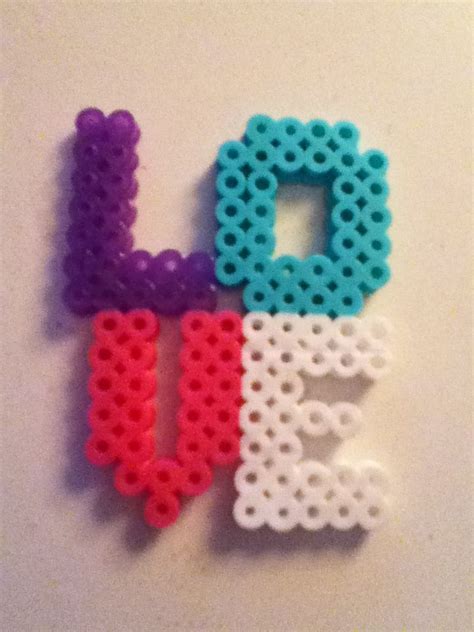 Perler Bead "LOVE" | Easy perler beads ideas, Hama beads patterns, Melty bead patterns