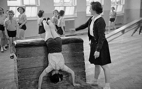 an old black and white photo of people doing different things