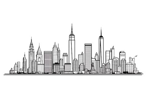 Premium Vector | New york skyline line art