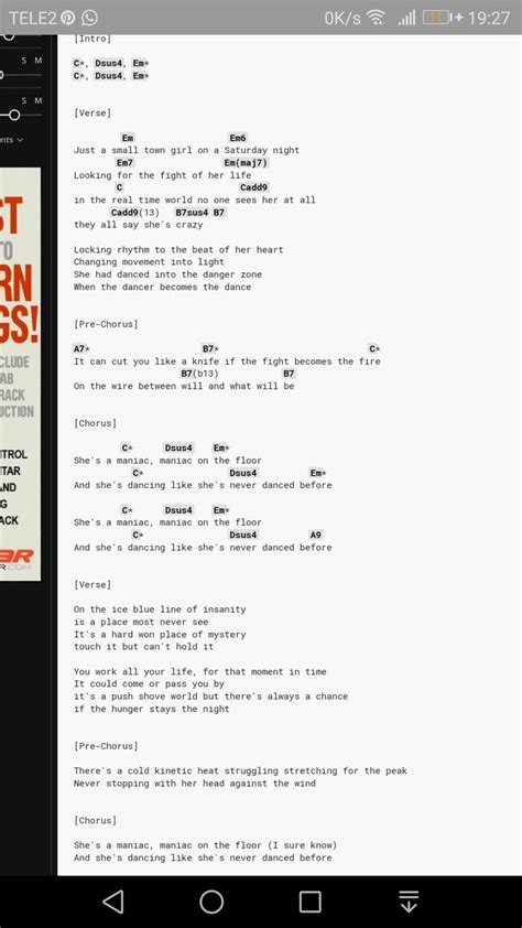 She's a maniac | Lyrics and chords, Intro, Lyrics