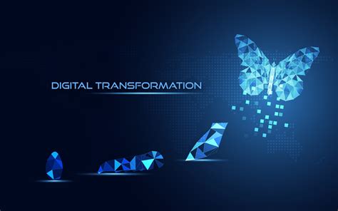 Abstract Business digital transformation innovative of butterfly life cycle evolution blue ...