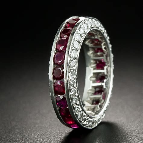 Estate Ruby and Diamond Eternity Band, Size 5 1/4 - Vintage Jewelry