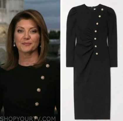 The Talk: September 2022 Norah O'Donnell's Black Embellished Button Dress | Shop Your TV