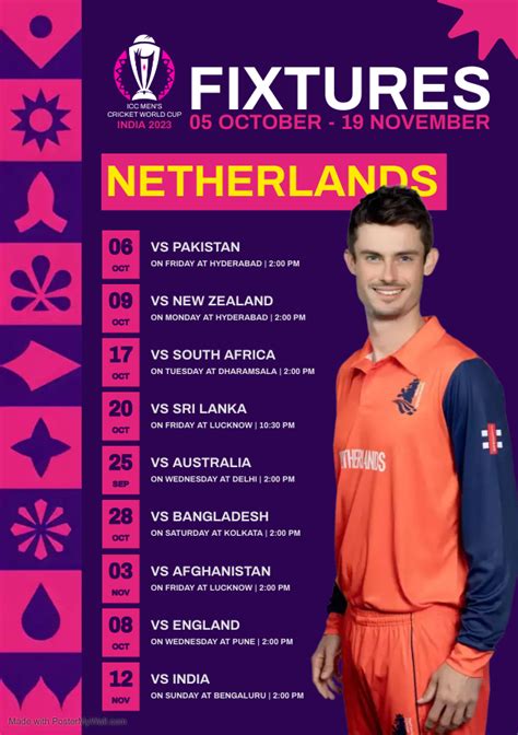 Netherlands Cricket Team World Cup 2023 Schedule venue