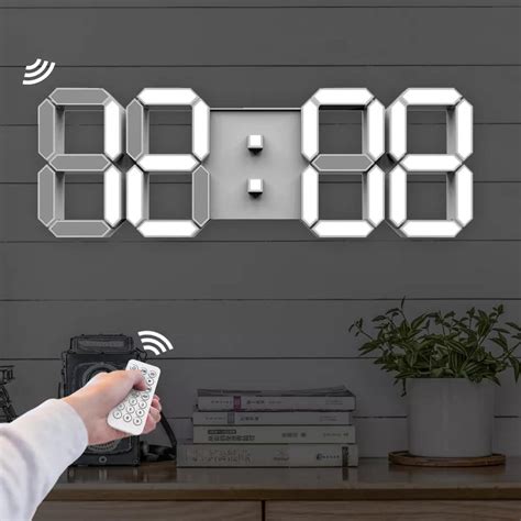 Buy 3D LED Wall Clock Digital Alarm Clock with Remote Control, Digital Timer/Temperature/Date ...