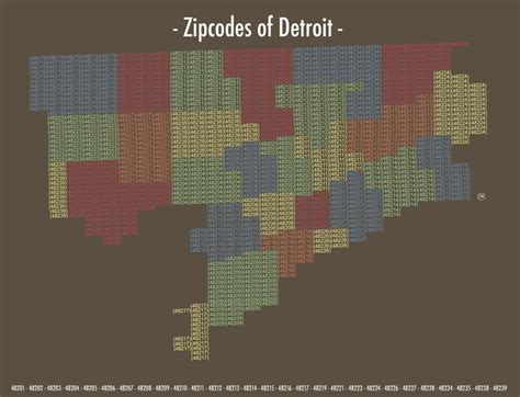 Detroit zip code map - Zip code map Detroit (Michigan - USA)