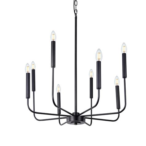 Buy Wellmet Matte Black Farmhouse Chandeliers Light, 8-Light Classic Candle Ceiling Hanging ...