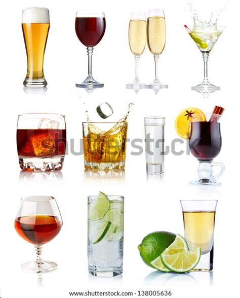 Set Alcohol Drinks Glasses Isolated On Stock Photo (Edit Now) 138005636