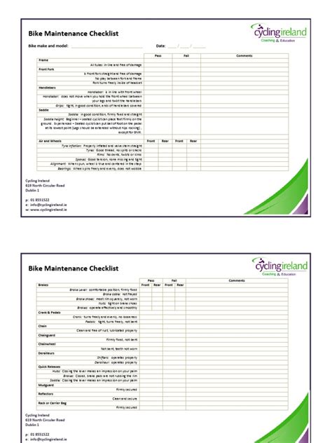 Bike Maintenance Checklist | PDF | Vehicle Technology | Machines