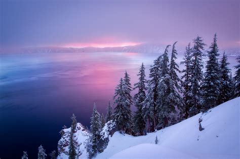 Winter Sunrise at Crater Lake | Winter sunrise, Winter pictures, Crater lake oregon