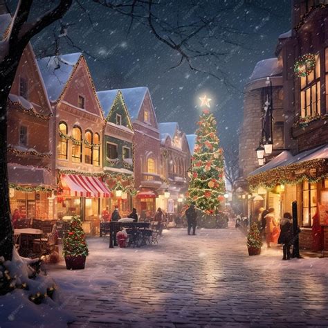 Premium Photo | Outdoor Christmas scene small village