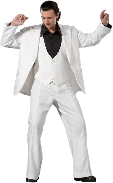 70s Disco Suit White Saturday Night Fever John Travolta Fancy Dress ...