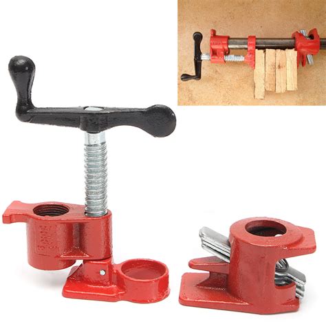 Raitool 3/4 Inch Woodworking Clamp Wood Gluing Pipe Clamp Set Woodworking Cast Structure ...