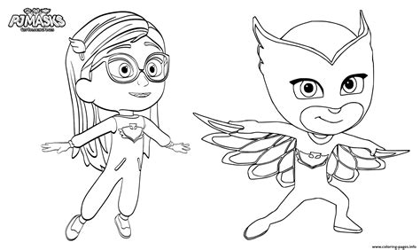 Pajama Hero Amaya Is Owlette From PJ Masks Coloring page Printable