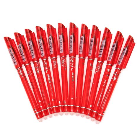 12 PCs Pens Set 0.5mm Erasable Pen Red/Black Gel Ink Pen for School Kids Students Stationery ...