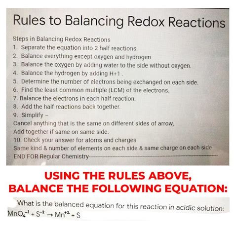 Solved Rules to Balancing Redox Reactions Steps in Balancing | Chegg.com