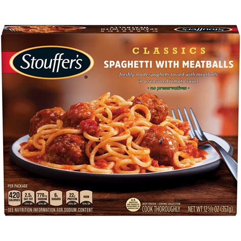 Stouffers CLASSICS Spaghetti with Meatballs Frozen Meal 12 5/8 oz. - Walmart.com - Walmart.com