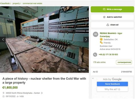 German Cold War Nuclear Fallout Bunker For Sale On eBay For EUR 1.6 ...