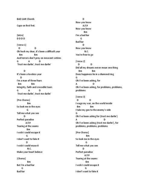 BAD LIAR Chords | PDF | Song Structure