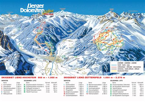 Lienz ski map, Austria, Europe