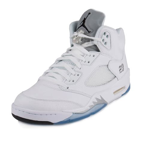 Nike Mens Air Jordan 5 Retro "White Metallic" White/Black-Metallic Silver 136027-130 - Walmart.com