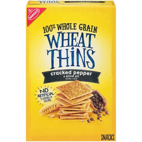 Wheat Thins Crackers, Cracked Pepper & Olive Oil Flavor, 1 Box (9 oz ...