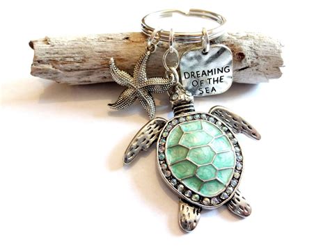 Sea Turtle Keychain Turtle Jewelry Dreaming of Sea Stamped | Etsy