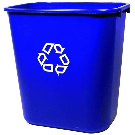 Rubbermaid 7 Gal. Deskside Recycling Bin with Universal Recycle Symbol in Blue FG295673BLUE ...