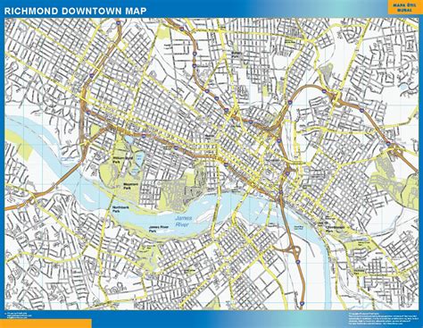 Richmond downtown map | Wall maps