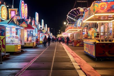 Premium AI Image | Carnival Midway Games at Night