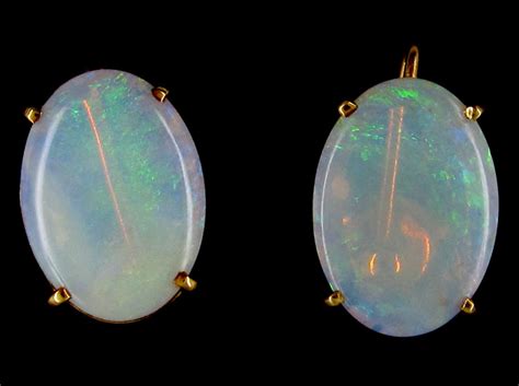 Retro Opal Gold Earrings (228C) | The Antique Jewellery Company