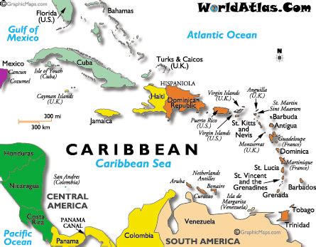 Current Times and Dates in the Caribbean Map