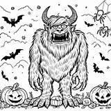 Scary Halloween Monster coloring Page  Download Print Or Color Online sketch template