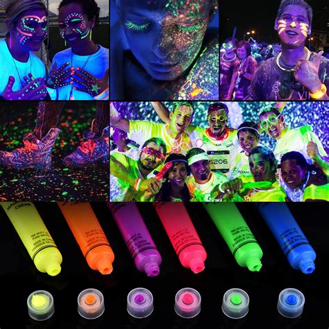 Glow in Dark Face Body Paint Halloween Makeup Party Costume Cheering Squad Body Art Glow Makeup ...