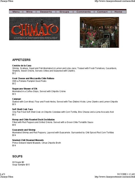 Chimayo Menu | Download Free PDF | Salad | Cooking