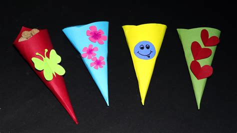 Fun Paper Crafts for Kids - Paper Cone Toffee Case, Very Simple & Easy - 4 Gen Crafts