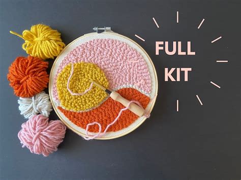 Beginner Punch Needle Supplies Kit Embroidery Boho Sun | Etsy