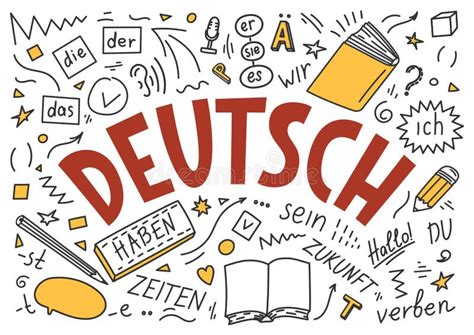 Deutsch. Translation: `German`. German Language Hand Drawn Doodles and Lettering. Stock Vector ...