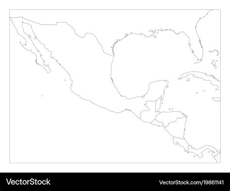 Blank political map of central america and mexico Vector Image