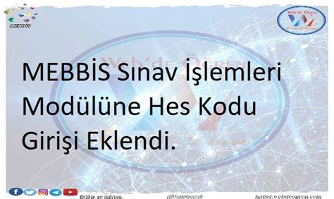 MEBBİS Sınav İşlemleri Modülüne Hes Kodu Girişi Eklendi. | Haber - Web ...