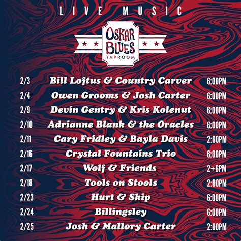 Brevard February Live Music | Oskar Blues Brewery