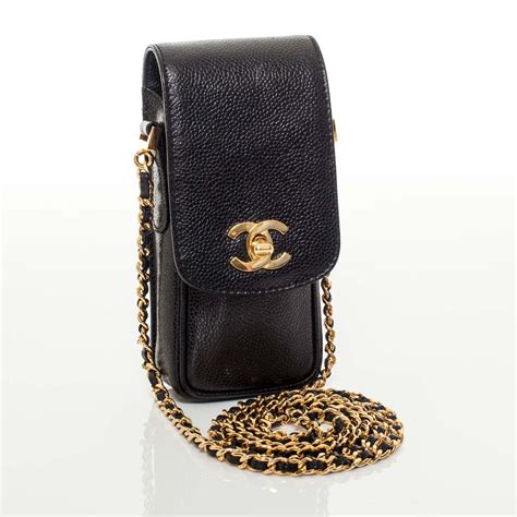 CHANEL Caviar Cell Phone Case Messenger Black 35412