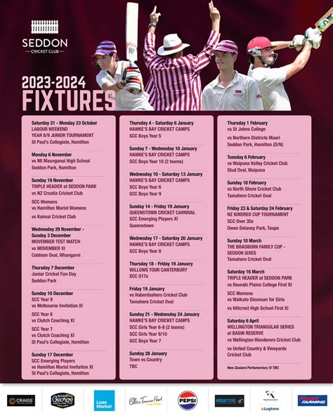 Fixtures 2023-2024 | Seddon Cricket Club, Hamilton