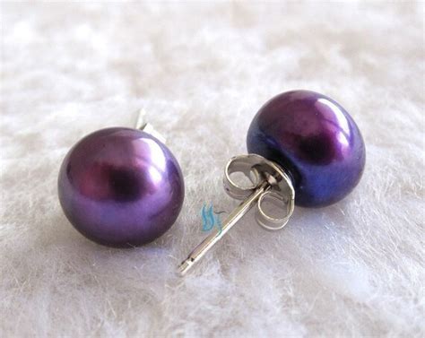 Purple Pearl earrings AAA 9.5-10.0mm Purple by PearlsStory