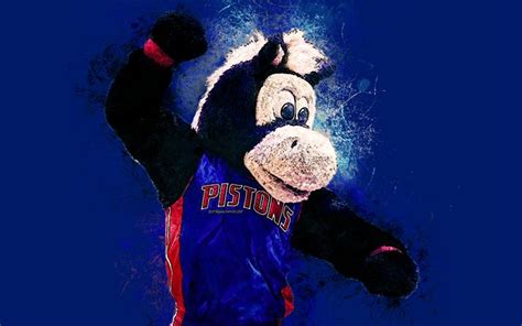 Download wallpapers Hooper, official mascot, Detroit Pistons, 4k, art ...