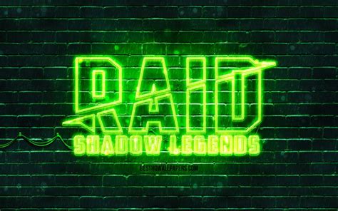 Download wallpapers Raid Shadow Legends green logo, 4k, green brickwall ...